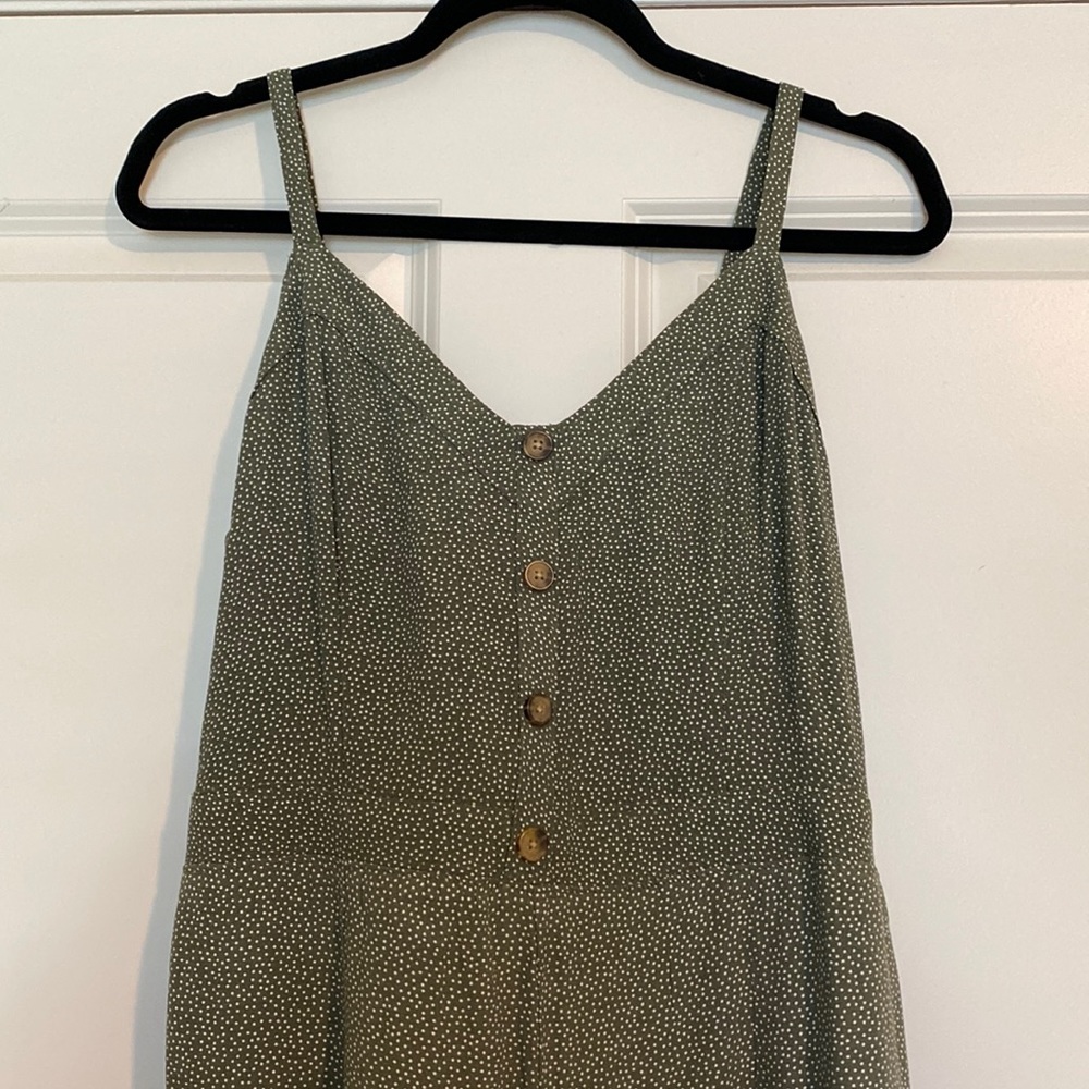 Abercrombie green and white poka dot romper